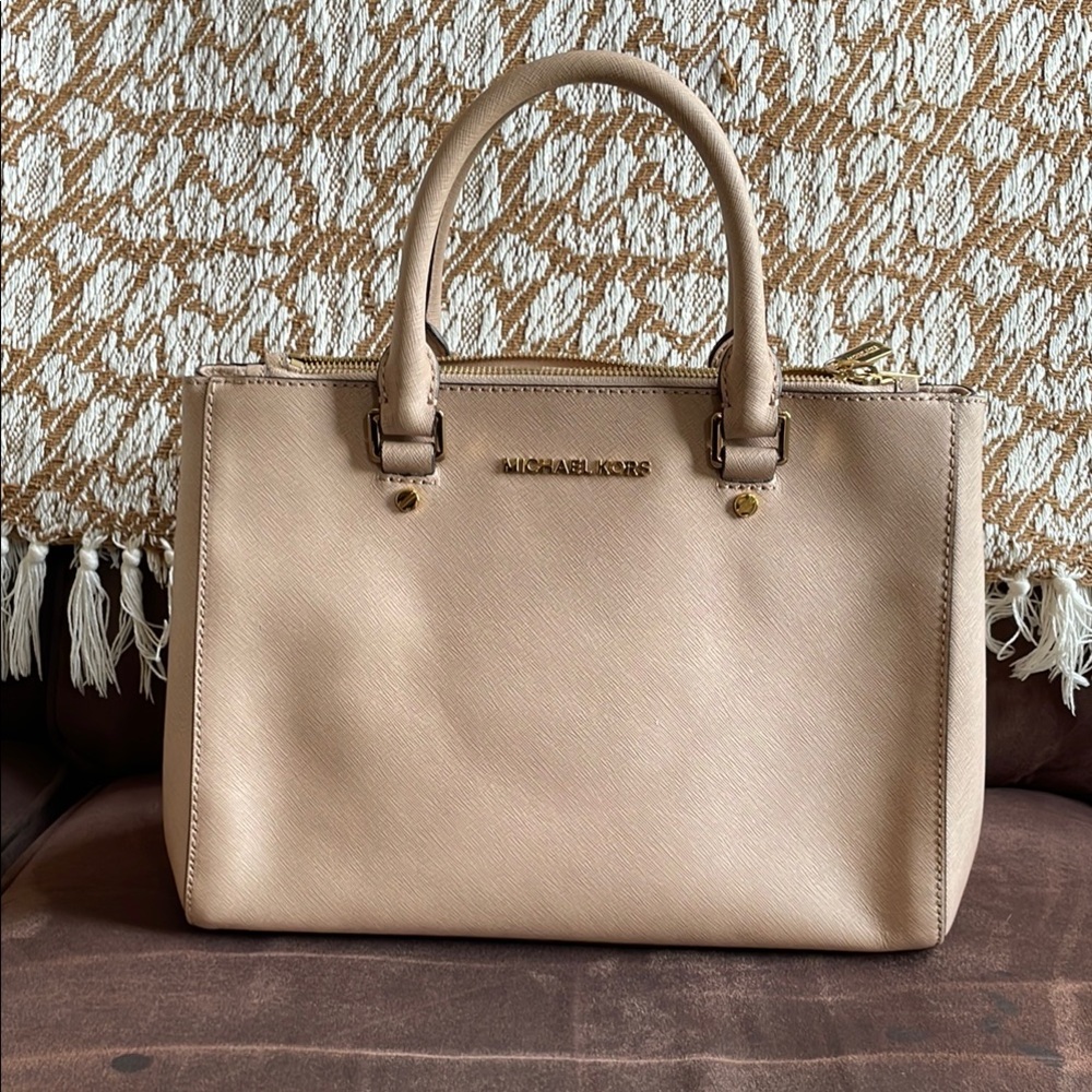 Michael Kors Tan Satchel Structured Leather